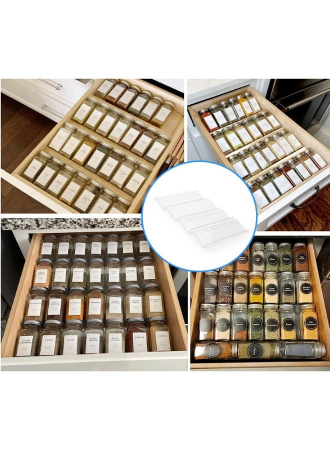 موندا منظم أدراج التوابل، صينية أدراج توابل للمطبخ مكونة من 4 قطع، رف توابل أكريليك للأدراج، منظم برطمانات توابل مطبخ قابل للتكديس ومتعدد الطبقات. - Image 3